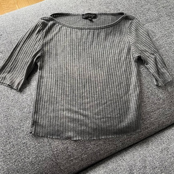 Topshop grey ribbed cropped top - Picture 1 of 3